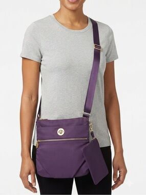 Baggallini Purple Nylon Crossbody Bag with Matching Wristlet